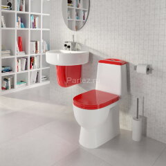 Унитаз-компакт Sanita Luxe Best с сиденьем микролифт и красной крышкой (WC.CC/Best/2-DM/RED.G/S1)