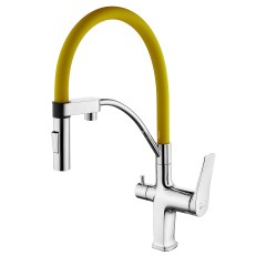 Смеситель Lemark Comfort LM3074C-Yellow для кухни с гибким изливом, с подключением к фильтру с питье