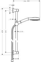 27769000 XX (снят с пр-ва) Croma 100 Душевой набор Croma Classic 100 Multi/Unica'Classic 0,65 м
