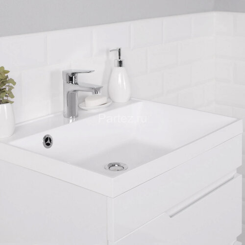 Комплект тумба Итана Sky 60 600х450х560 подвесная, с раковиной Clarissa 60, белый глянец (CS00092793