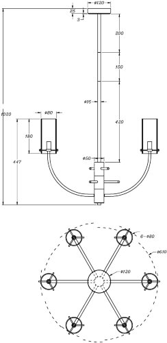 Потолочная люстра Maytoni MOD223PL-06BS