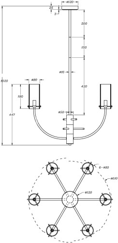 Потолочная люстра Maytoni MOD223PL-06BS