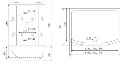 Timo Standart T-1150 душевая кабина (150*88*220), шт