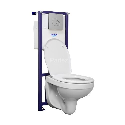 Пэк: Santeri Альфа подвесной унитаз с сиденьем + инсталляция + кнопка смыва