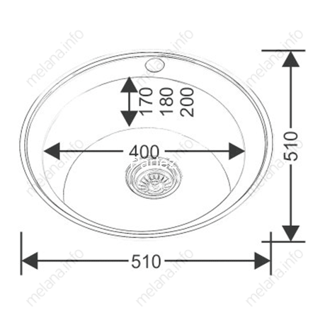Мойка 510 MELANA 0,6/170 МАТОВАЯ в ИУ врезная круглая с сифоном (018M ti *12)