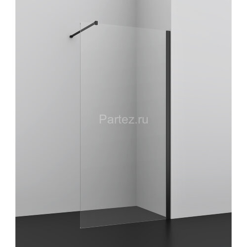 Душевое ограждение AZARIO FELTON 100х200 walk-in, прозрачное cтекло 8 мм с покрытием easy clean, черный матовый профиль (AZ-151S 100)