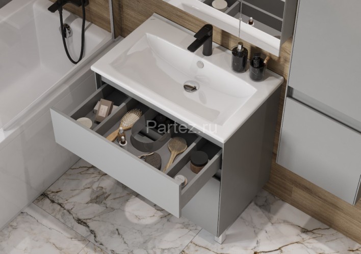 Тумба под раковину Aquaton Форест 75 см универсальный монтаж, туманный серый (1A278301FR4D0)