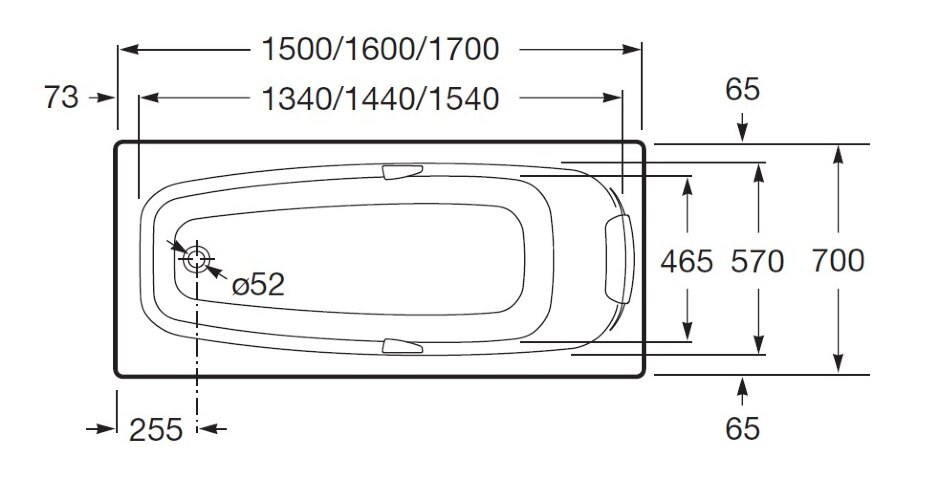 Ванна акриловая Roca SURESTE  прямоугольная 170х70