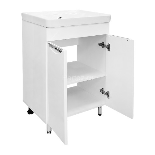 Комплект тумба Стиль- 50Н 510х425х860 напольная, с раковиной Monte 50, белый гланцевый (CS00091223)