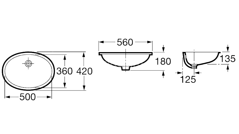 Раковина Roca BERNA 56х42, встраиваемая снизу, белая (7.3278.7.100.1)