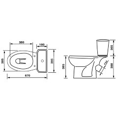 Унитаз-компакт Элисса Стандарт, нижний подвод, косой выпуск, с сиденьем, белый (43301130202)