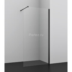 Душевое ограждение AZARIO FELTON 90х200 walk-in, прозрачное cтекло 8 мм с покрытием easy clean, черный матовый профиль (AZ-151S 90)