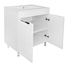 Комплект тумба Loranto Верона 60 (610х470х815) напольная, с раковиной Leon 60, белый (CS00089609)