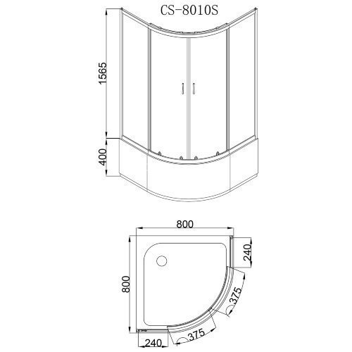 Душевое ограждение Loranto 80х80х195, поддон 40 см (CS-8010S)