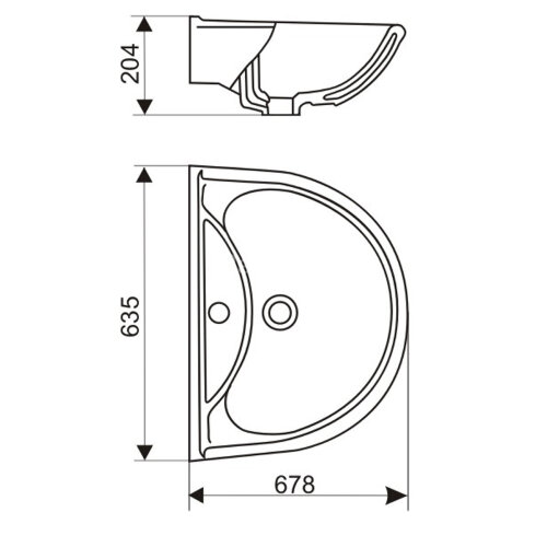 Раковина Престиж 635х678х204 подвесная, без постамента (45101000107)