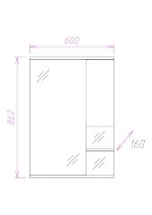 Зеркало-шкаф Onika ЭЛИТА 60.01 правосторонний, врезной LED-светильник, Олива (206022)