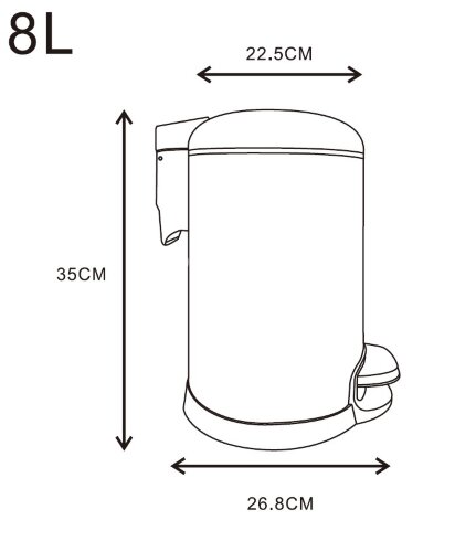 Ведро Azario , Хром матовый (AZ-301N-8L)