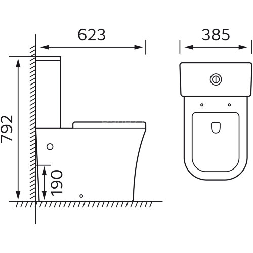 Унитаз-компакт Azario Rise 385х623х792 напольный, безободковый с быстросъемным сиденьем микролифт (A