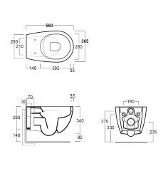 Унитаз подвесной Simas Vignoni "Rimless" 365х560х340 безободковый, с креплением F85, белый (VI18bi)