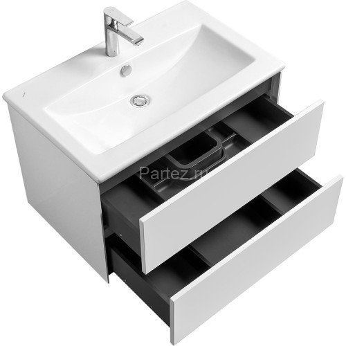 Тумба под раковину Aquaton Сохо 75 подвесная, цвет белый глянцевый (1A258101AJ010)