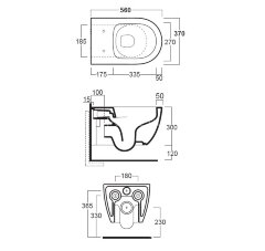 Унитаз подвесной SIMAS TREVI 370х560х300 безободковый, с креплением, цвет белый (TR18bi+F85)