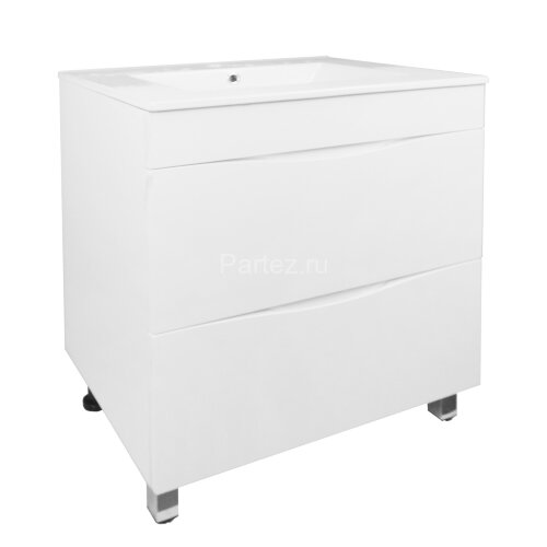 Комплект тумба Loranto Santorini 60 610х460х810 напольная, с раковиной Leon, Белый Глянец (CS0008697