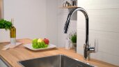 Hansgrohe 31815800 Focus Смеситель для кухни однорычажный, с выдвижным душем, 1/2, под сталь