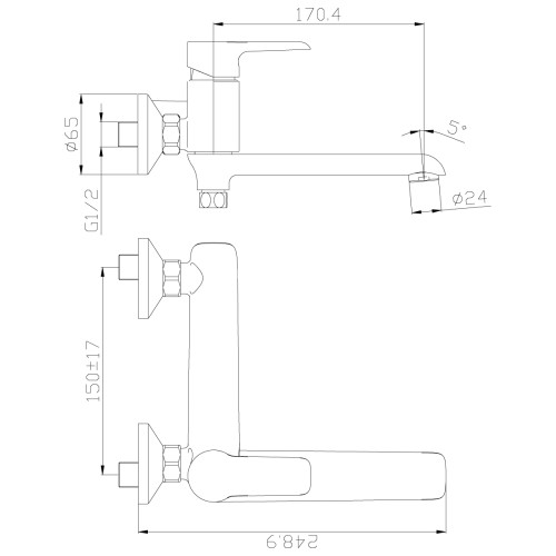 Смеситель Rossinka W35-33 для ванны