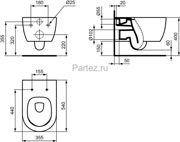 Комплект 3 в 1 Ideal Standard Blend Сurve (M520801)