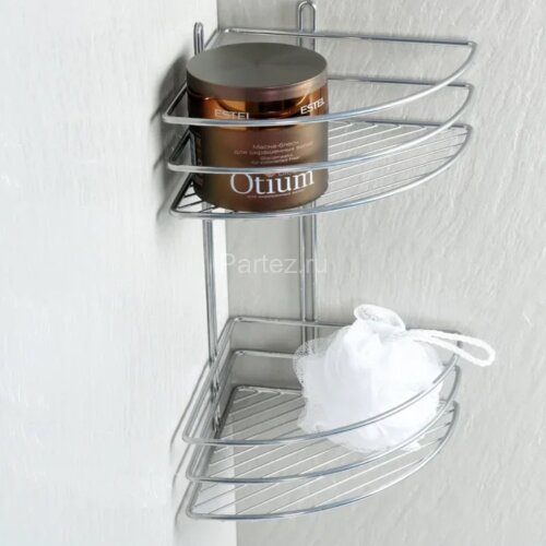 Полка корзина Fixsen угловая, двухэтажная, хром (FX-710-2)