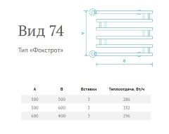 Полотенцесушитель водяной Маргроид Фокстрот "Вид 74" 50х60, хром