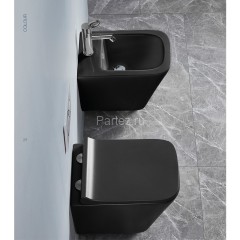 Унитаз подвесной Azario Teramo 490*340*350 безободковый, с сидением микролифт, черный матовый (AZ-05