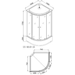 Душевая кабина LORANTO CS-6610-25 F 100х100х215 матовое стекло 4 мм, поддон 25 см