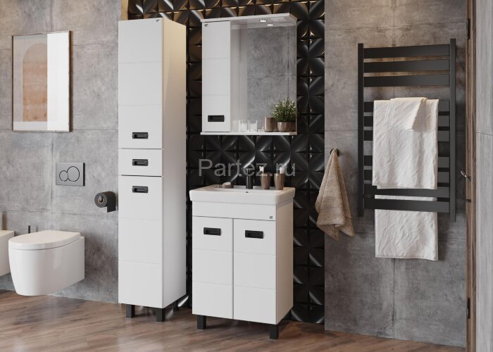 Зеркало-шкаф Onika Балтика Black 58.01 LED-светильник, левосторонний, белый (205848)