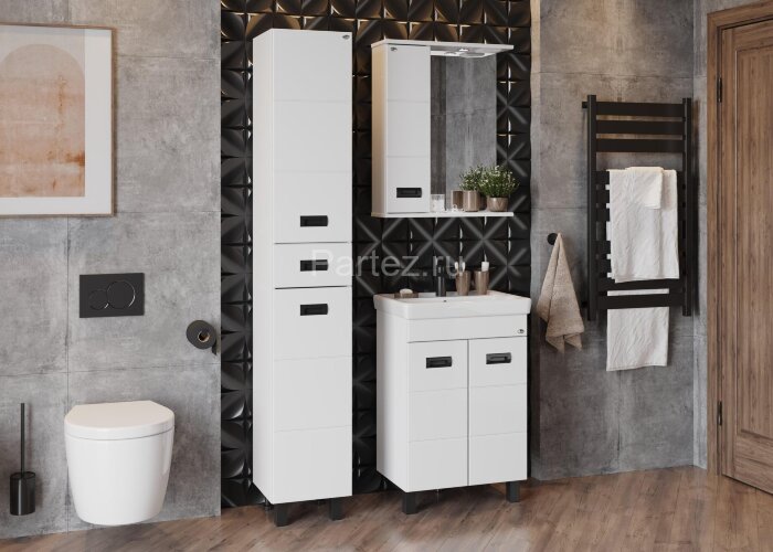 Зеркало-шкаф Onika Балтика Black 58.01 LED-светильник, левосторонний, белый (205848)