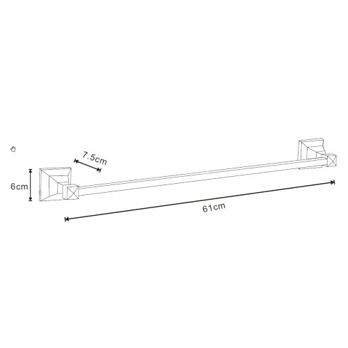 Полотенцедержатель трубчатый AZARIO ALTRE одинарный 60 см, хром (AZ96001)