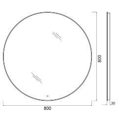 Зеркало AZARIO Alone Cerchio 800х800 влагостойкое с подсветкой, сенсорный выключатель с функцией дим