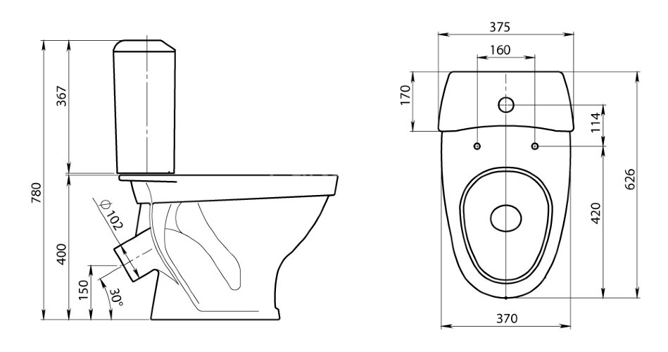 Унитаз-компакт Santeri Вест напольный, с сиденьем стандарт (1.P201.8.S00.00B.F)