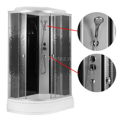 Душевая кабина Loranto 120x80x215 правая, поддон 25 см, 4 мм прозрачное стекло с рисунком &quot;мозайка&quot; (CS-1200-25ТМ/М R)