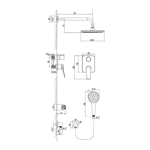 Смеситель Lemark Bronx LM3729GM для душа, встраиваемый
