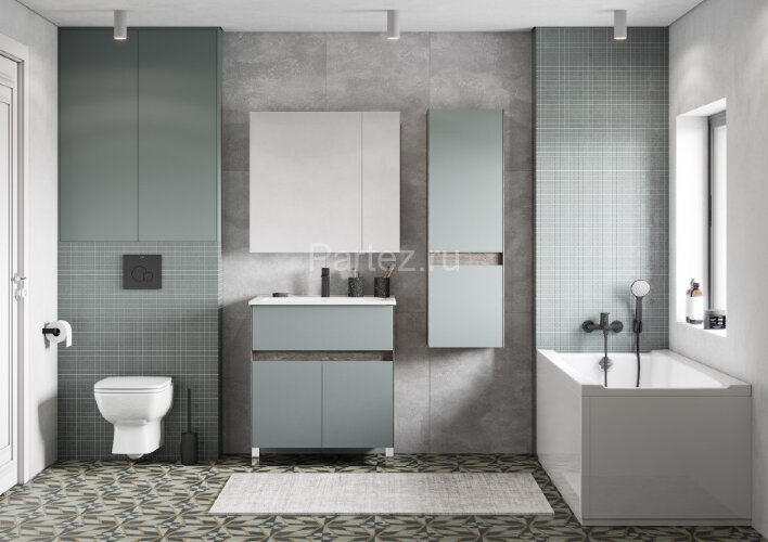 Тумба под раковину Aquaton Форест 75 см универсальный монтаж, дуб рошелье/сумеречный голубой (1A2783