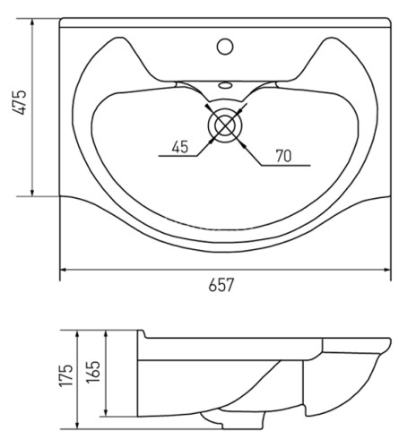 Раковина AQUATON БАЙКАЛ 65, белая (1WH109651)
