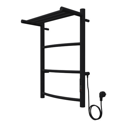 Полотенцесушитель электрический AZARIO VERONA 400/600 3 секции, с полкой, диммер справа, черный (AZ0