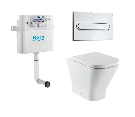 ПЭК Roca THE GAP Приставной унитаз + сидение микролифт + бачок + кнопка смыва