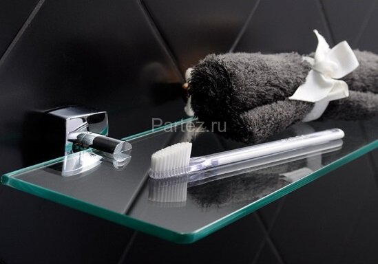 Полка стеклянная Fixsen Kvadro, хром (FX-61303)