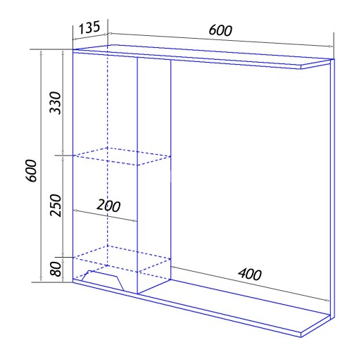 Зеркало-шкаф Loranto Florena 60 600х135х600 левый, светлый бетон (CS00086983)