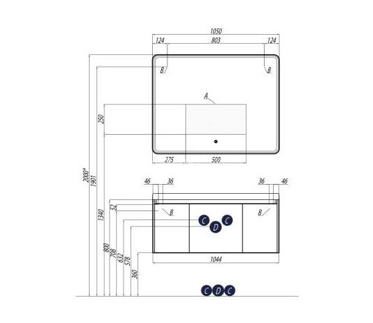 Тумба под раковину AQUATON Шерилл 105 подвесная, белая (1A206301SH010)