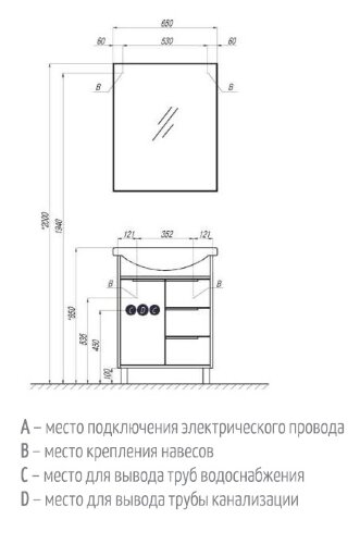 Зеркало AQUATON РИКО 65 (1A216402RI010)