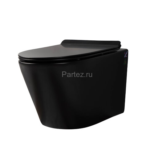 Унитаз подвесной безободковый MLN-1104BM  (черный матовый), крышка дюропласт