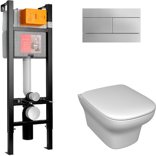 Комплект Jacob Delafon Vox: унитаз c инсталляцией 40 см, сиденье тонкое микролифт, клавиша хром (E21